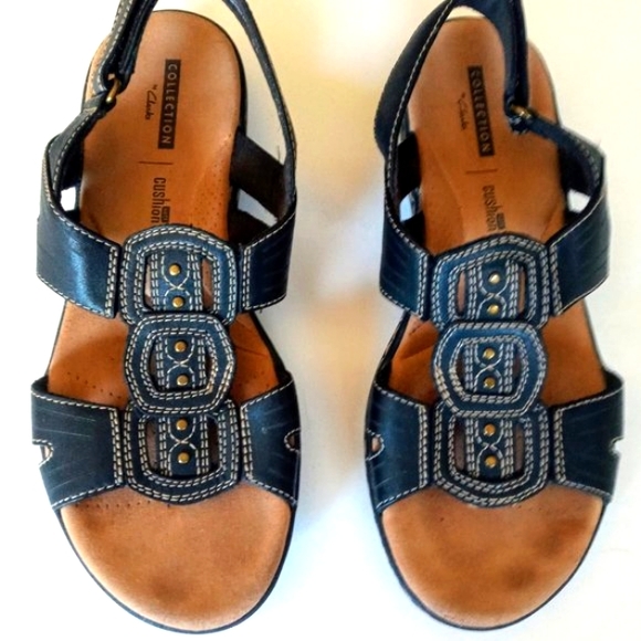 Clarks Sandals Brown Leather Comfort Walking Shoe - Picture 1 of 6